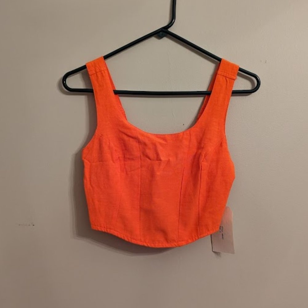 *NWT Orange Crop Top wide strap size S